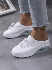 女士極簡前繫帶休閒運動戶外織物穆勒运动鞋 - 白色 - 查看 3