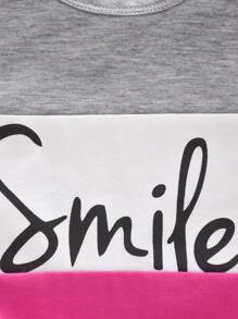 小女童字母和迷彩圖案撞色T恤和短褲 - 彩色 - 查看 3