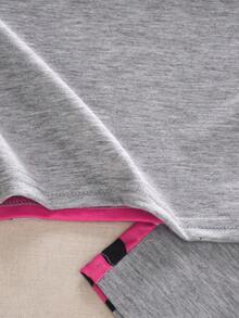 小女童字母和迷彩圖案撞色T恤和短褲 - 彩色 - 查看 5