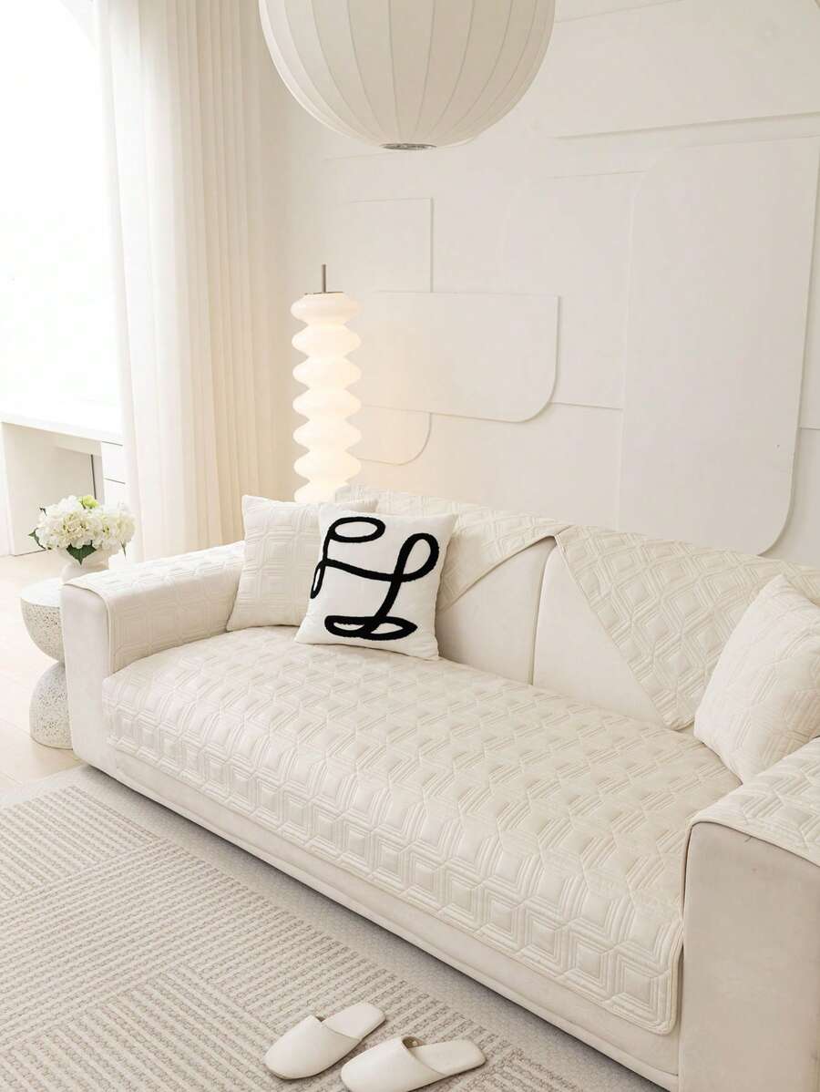 1 Chi Tiết Hình Học Sofa Khăn Hiện Đại Polyester Chống Trơn Trượt Ghế Sofa Chăn Cho Gia Đình, Tất Cả Các Mùa - Màu be - Xem 1