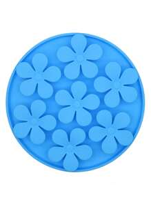 1pc Flower Design Pet Slow Food Bowl - Blue - View 2