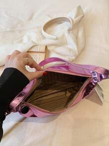 Trang trí dây chuyền Túi Hobo Họa tiết kim loại Chi tiết khóa Phong cách sôi nổi - Hồng - Xem 4