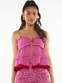 SHEINNeu Top con bretelle sottile con nodo frontale con volant