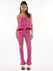 SHEINNeu Top con bretelle sottile con nodo frontale con volant