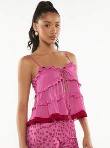 SHEINNeu Top con bretelle sottile con nodo frontale con volant