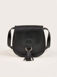 Julie Fringe Small Crossbody Bag - Black - View 1