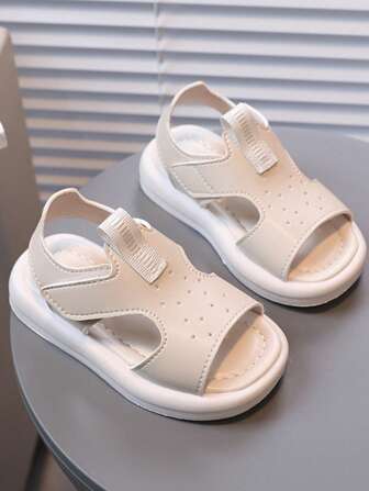 兒童鏤空魔術貼踝帶平底涼鞋適用於戶外