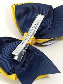 Girls Cute Bow Design Letter & Apple Print Polyester Hair Clip For Back To School - Multicolor - View 2