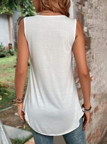 SHEIN LUNE Áo khoác và áo lót dành cho xe tăng nữ màu trơn Giải trí - trắng - Xem 2