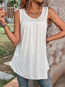 SHEIN LUNE Áo khoác và áo lót dành cho xe tăng nữ màu trơn Giải trí - trắng - Xem 3