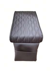 1入組衍縫PU皮革汽車扶手墊 - 棕色 - 查看 3