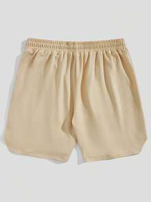 ROMWE MEN Street Life Quần Short Nam Dây kéo Túi Thắt nơ trước Hình học Giải trí - Màu be - Xem 2