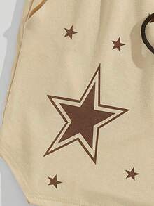 ROMWE MEN Street Life Quần Short Nam Dây kéo Túi Thắt nơ trước Hình học Giải trí - Màu be - Xem 3