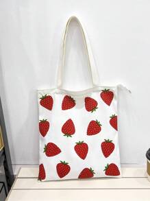 Túi mua sắm mẫu dâu tây nhỏ Túi đi học chuẩn bị cho sinh viên tốt nghiệp, cô gái tuổi teen, sinh viên năm nhất, sinh viên năm hai, trung học cơ sở và trung học phổ thông, đại học và trung học phổ thông, hoàn hảo cho hoạt động ngoài trời, du lịch và quay lại trường học - trắng - Xem 1