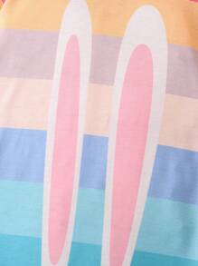 SHEIN Đầm bé gái Hoạt hình sọc cầu vồng Giải trí - Nhiều màu - Xem 4