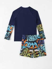 少年男孩字母圖形沙灘泳衣 - 彩色 - 查看 2