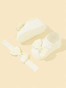 1 băng đô trang trí nơ cho bé & 1 đôi tất - trắng - Xem 3