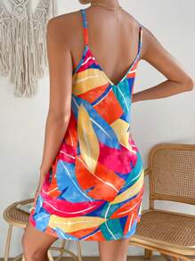 SHEIN VCAY Tropical Print Cami Dress - Multicolor - View 2