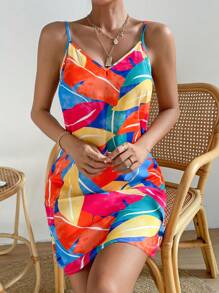 SHEIN VCAY Tropical Print Cami Dress - Multicolor - View 6