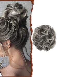 Extra Short Curly Synthetic Hair Bun - Grey - View 1