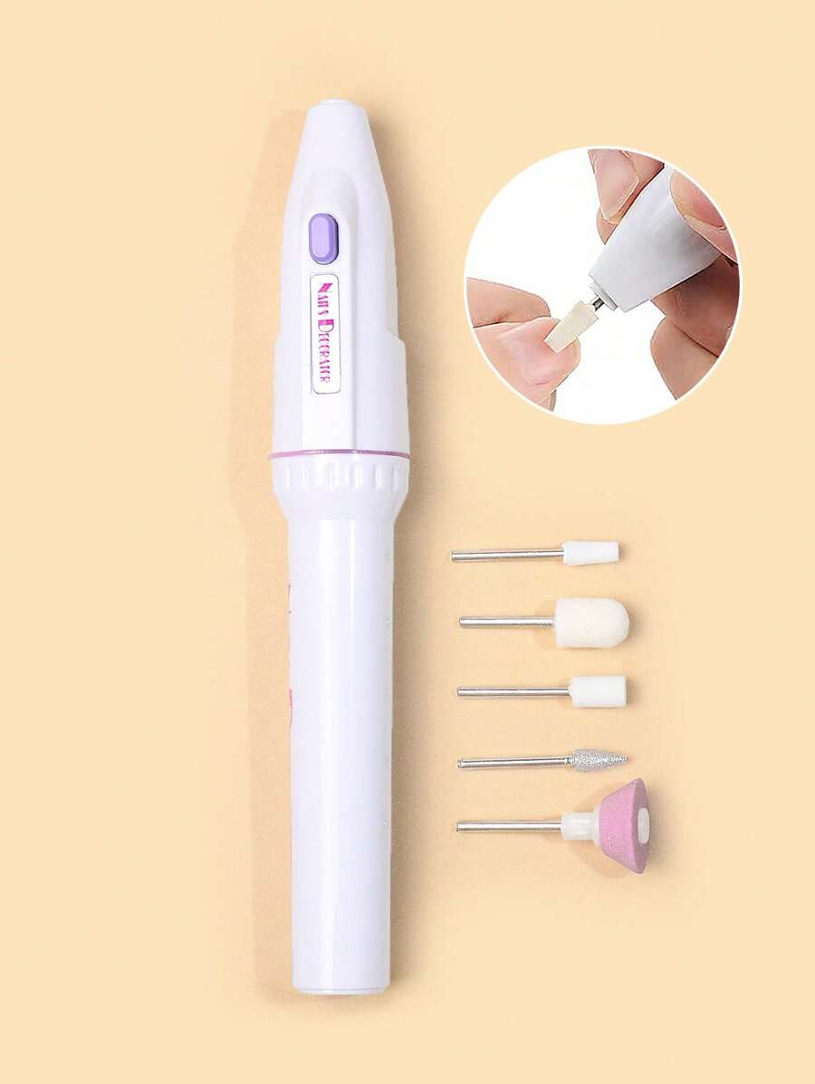 電動指甲鑽機器,指甲研磨器指甲片家用電器美甲鑽頭拋光頭成套工具指甲研磨器筆研磨器指甲拋光器去角質美甲工具電池研磨器 - 彩色 - 查看 1