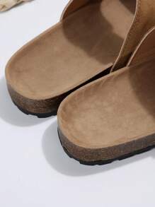 Vacation Footbed Sandals For Women, Faux Suede Buckle Decor Flat Sandals