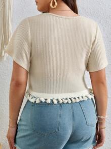 Dreamara T-shirt à franges en maille gaufrée