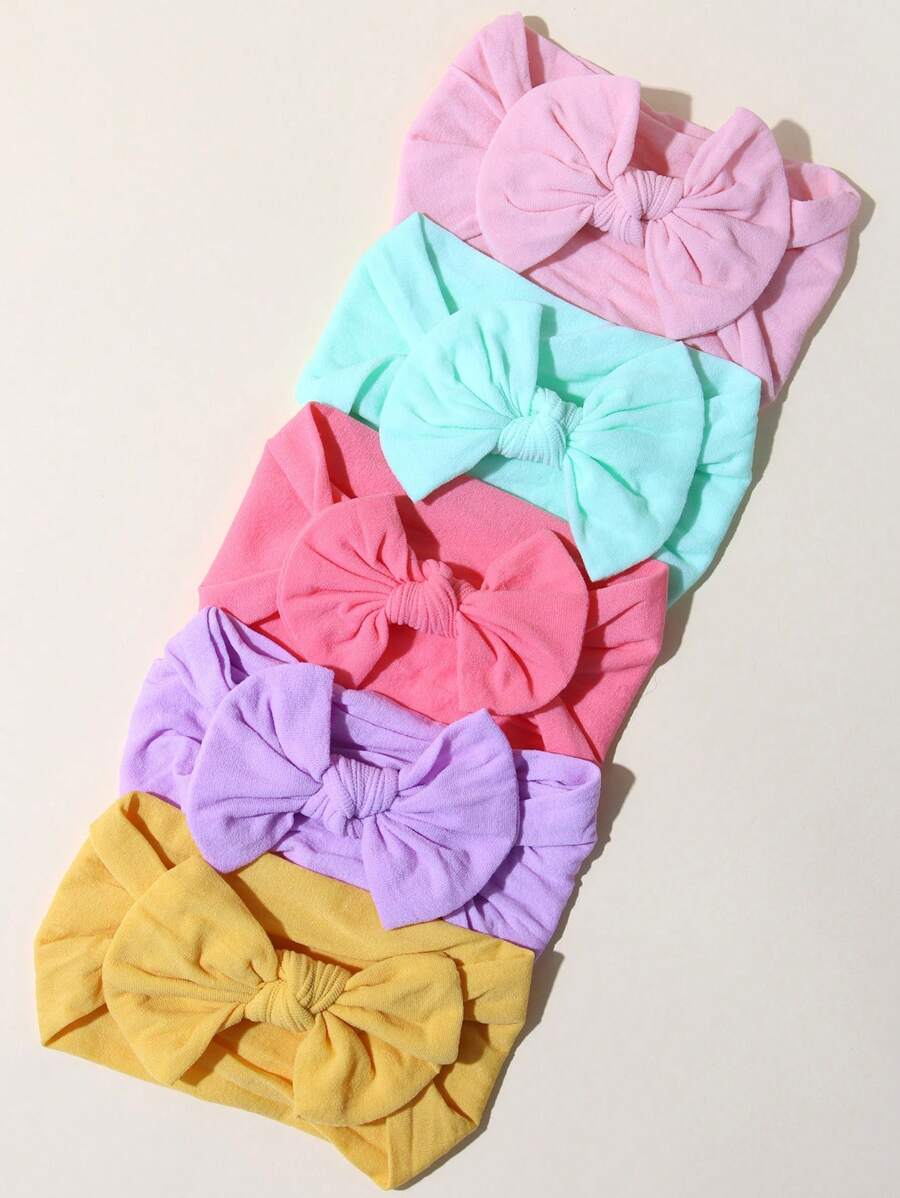 5入組嬰兒蝴蝶結裝飾髮帶