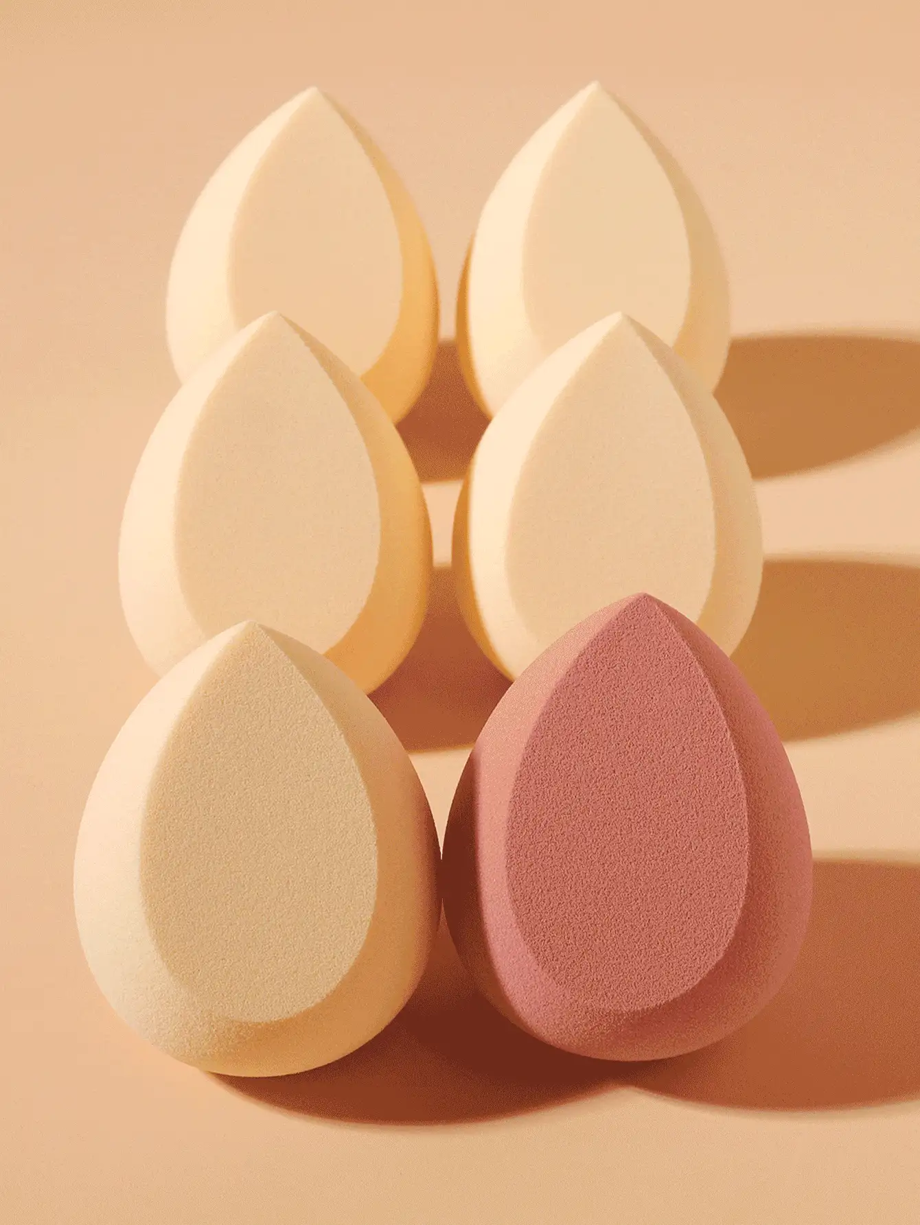 干湿两用化妆海绵套装，6 件柔软触感化妆海绵适合所有肤质 - 彩色 - 查看 3