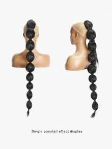 Extra Long Braided Ponytail Synthetic Hair Extension - Black - View 3