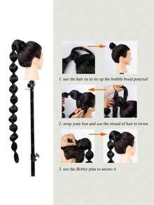 Extra Long Braided Ponytail Synthetic Hair Extension - Black - View 5