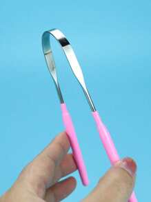1pc Stainless Steel Tongue Cleaner - Pink - View 4