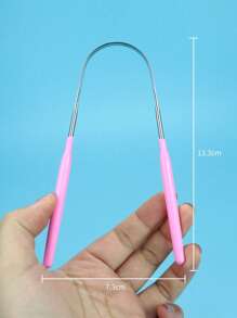 1pc Stainless Steel Tongue Cleaner - Pink - View 5