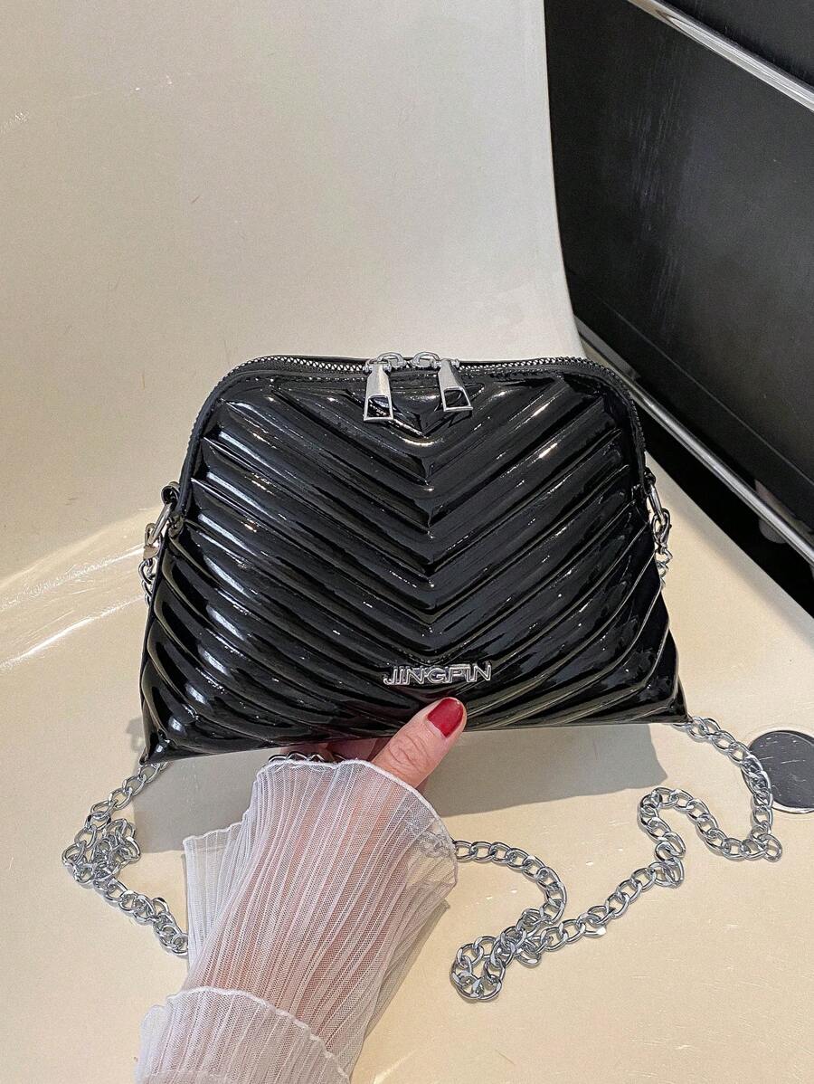 Trang trí chữ cái túi mái vòm chần bông nhỏ kiểu chữ Chevron - màu đen - Xem 1