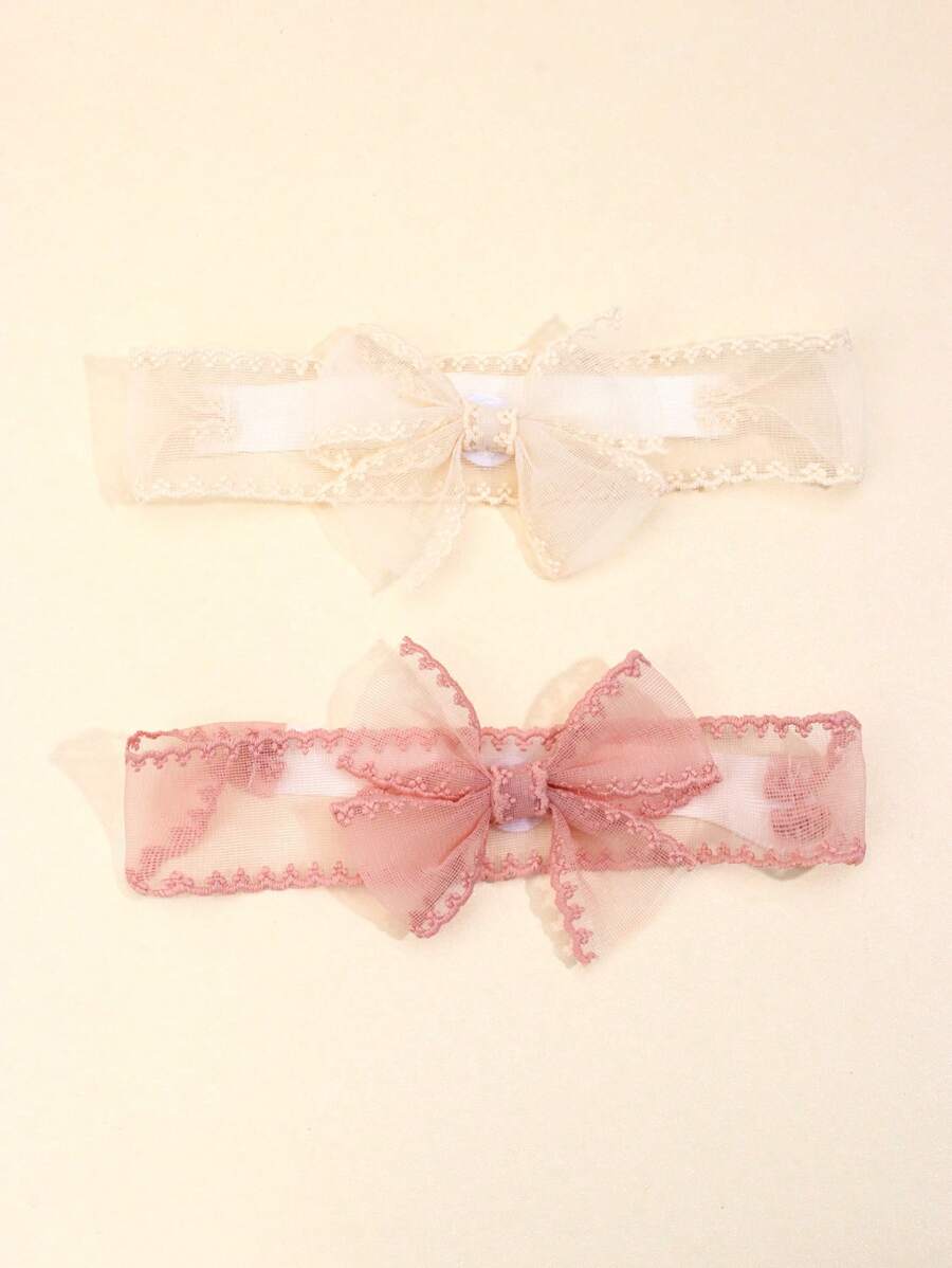 2 chiếc Baby Sweet Bow Trang trí lưới thêu tóc để sử dụng hàng ngày - Nhiều màu - Xem 1
