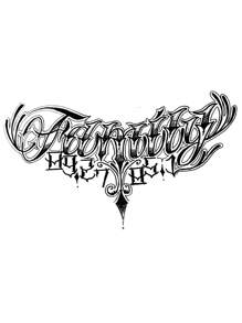 1張字母圖案紋身貼紙 - 黑色 - 查看 2