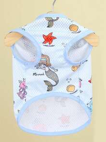 1pc Cartoon Graphic Pet Tank For Dog And Cat For Summer - Blue - View 6