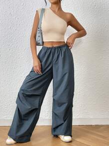 SHEIN ICON 單肩露背短款上衣 - 卡其色 - 查看 6