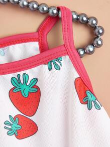 1入組草莓圖案寵物背心 - 紅色 - 查看 4