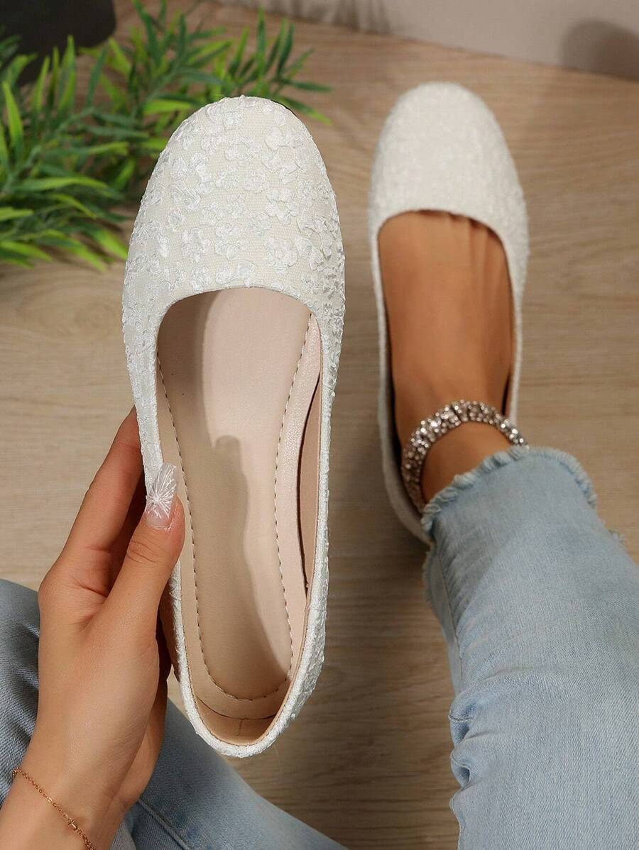 2025 Autumn Elegant Ballet Flats For Women, Flower Pattern Slip-On Flats