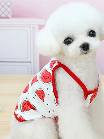 1入組西瓜圖案寵物背心