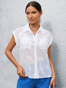 SHEIN LUNE 提花蝙蝠袖襯衫不附文胸