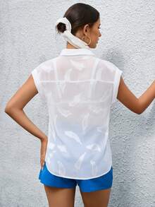 SHEIN LUNE 提花蝙蝠袖襯衫不附文胸