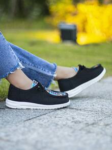 Bé trai họa tiết hình học ren lên thiết kế trượt trên giày cho ngoài trời - màu đen - Xem 5