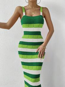 SHEIN Privé 撞色吊帶毛衣裙 - 彩色 - 查看 3