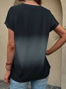 EMERY ROSE Dandelion Print Batwing Sleeve Ombre Tee - Multicolor - View 2