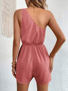 SHEIN VCAY Áo liền quần nữ màu trơn Giải trí - Bụi hồng - Xem 2