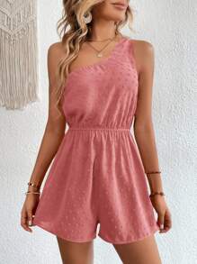 SHEIN VCAY Áo liền quần nữ màu trơn Giải trí - Bụi hồng - Xem 3