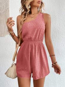 SHEIN VCAY Áo liền quần nữ màu trơn Giải trí - Bụi hồng - Xem 4