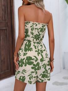 Breezaya Plants Print Tube Romper - Green - View 2